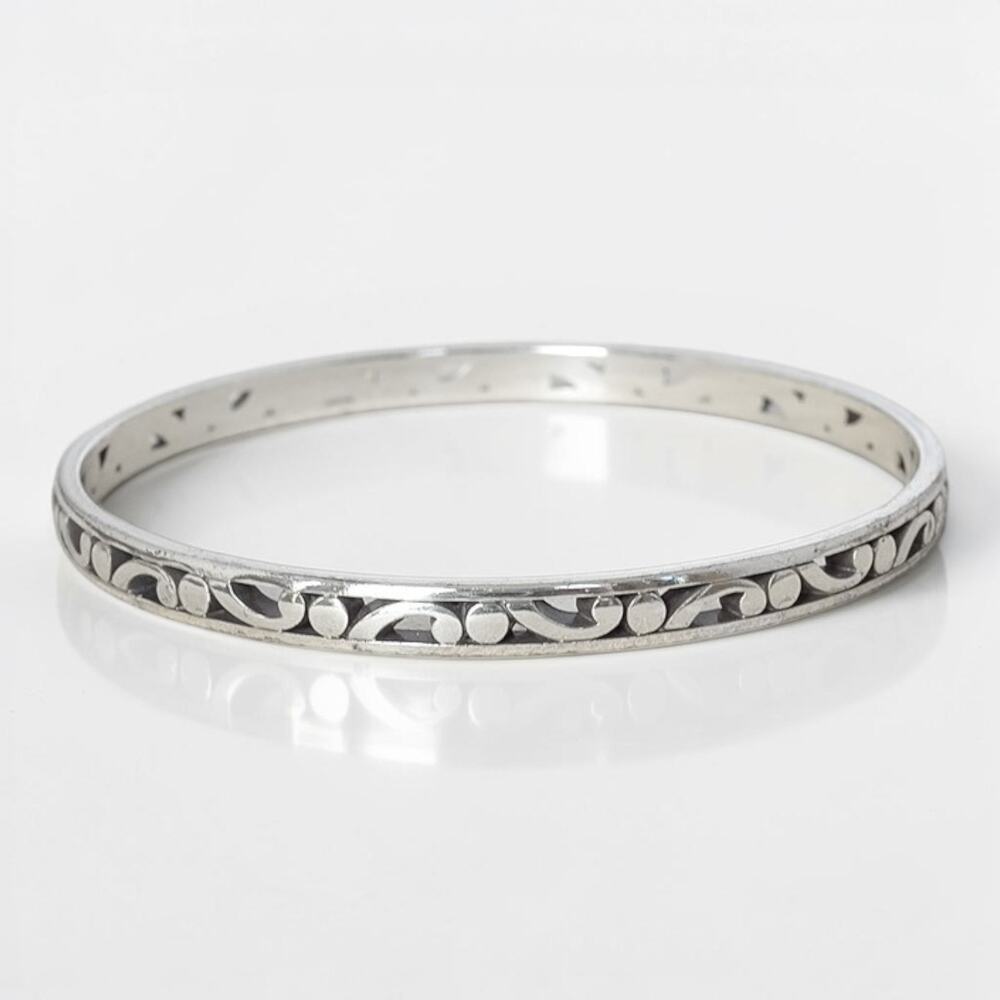 Brighton Contempo Slim Bangle Open Scrollwork Silver Plated Stackable 1/4 Inch